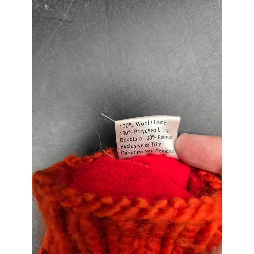 DeLux Cable Knit Wool Mittens Red Lined Womens Nepal Winter Gloves